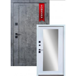Вхідні Двері Міроу мрамор темний біла емаль + дзеркало Qdoors