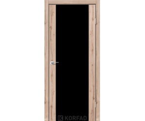 Межкомнатные двери KORFAD SANREMO SR-01 дуб тобакко черное стекло