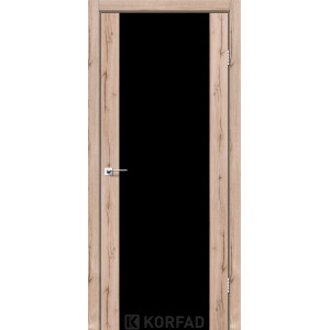 Межкомнатные двери KORFAD SANREMO SR-01 дуб тобакко черное стекло