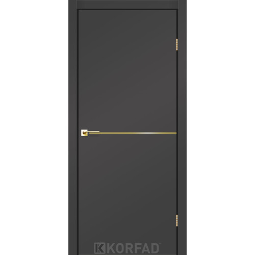 Межкомнатные двери KORFAD DLP-01 Super PET антрацит + декор gold Межкомнатные двери KORFAD DLP-01 Super PET антрацит + декор gold