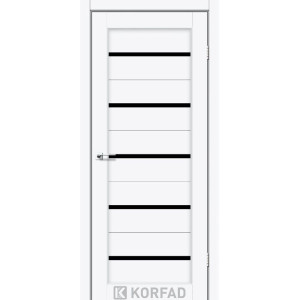 Межкомнатные двери KORFAD Porto PR-02 ясень белый черное стекло