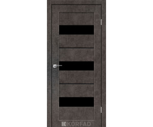 Межкомнатные двери KORFAD Porto PR-12 лофт бетон черное стекло