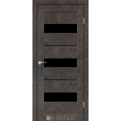 Межкомнатные двери KORFAD Porto PR-12 лофт бетон черное стекло Межкомнатные двери KORFAD Porto PR-12 лофт бетон черное стекло
