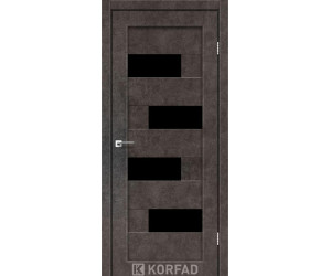 Межкомнатные двери KORFAD PARMA PM-10 лофт бетон черное стекло
