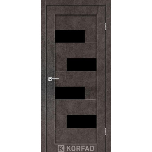 Межкомнатные двери KORFAD PARMA PM-10 лофт бетон черное стекло Межкомнатные двери KORFAD PARMA PM-10 лофт бетон черное стекло