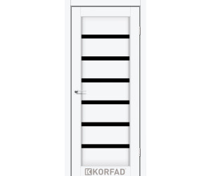 Межкомнатные двери KORFAD PORTO DELUXE PD-01 ясень белый черное стекло