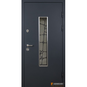 Вхідні двері модель Solid Glass (RAL 7021T/ vinorit) комплектація Defender