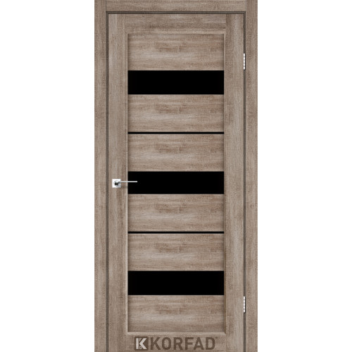 Межкомнатные двери KORFAD Porto PR-12 эш-вайт черное стекло Межкомнатные двери KORFAD Porto PR-12 эш-вайт черное стекло